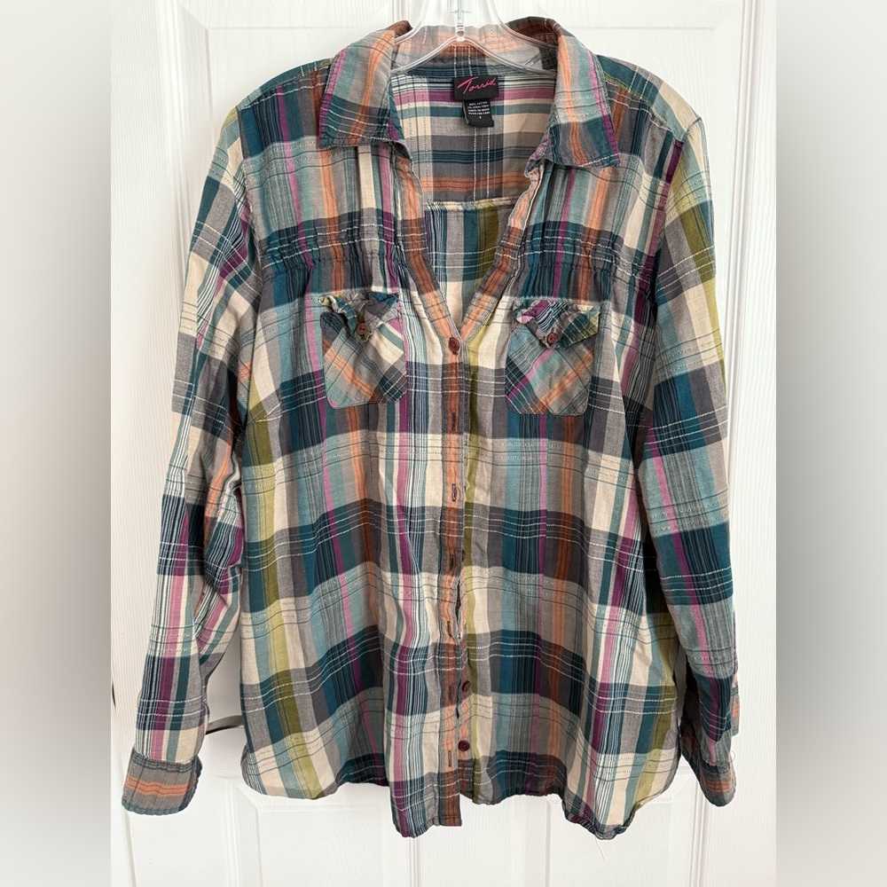 Torrid Multicolor Plaid button up Shirt